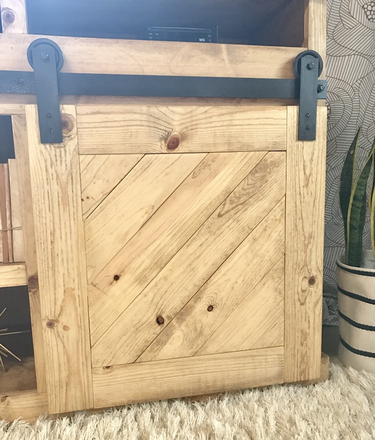 DIY Sliding Door TV Console with Media Shelves Build and Create Home
